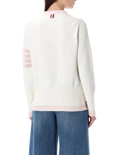 Shop Thom Browne Pointelle-knit 4-bar Jumper In White