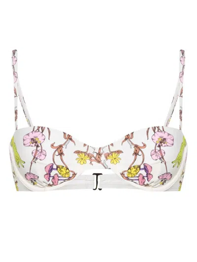 Tory Burch Printed Underwire Bikini Top In White