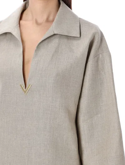 Shop Valentino Garavani Linen Canvas Top In Biege