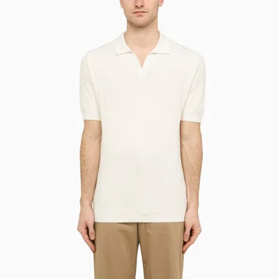 Shop Tagliatore White Silk And Cotton Polo Shirt