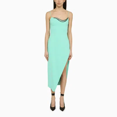 Shop David Koma | Aqua Green Midi Dress With Slit In Light Blue