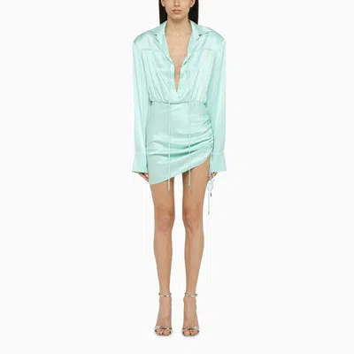 Shop David Koma | Aqua Green Wool Mini Dress In Light Blue