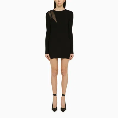 Shop David Koma Black Viscose Blend Ribbed Mini Dress