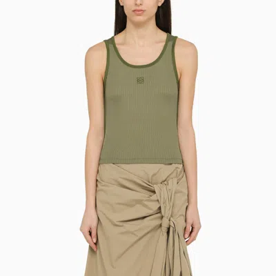 Shop Loewe | Military Green Silk Tank Top In Brown