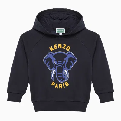 Shop Kenzo Navy Blue Cotton Sweatshirt With Logo Print