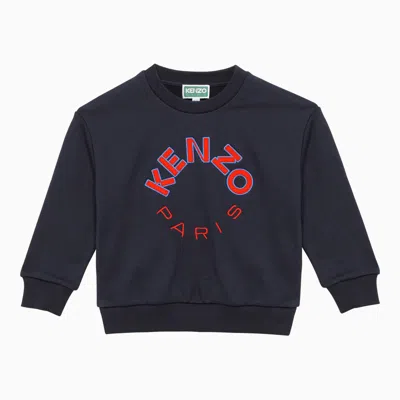 Shop Kenzo Navy Blue Cotton Sweatshirt With Logo