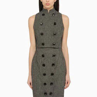 Shop Alaïa | Grey Linen Waistcoat With Buttons