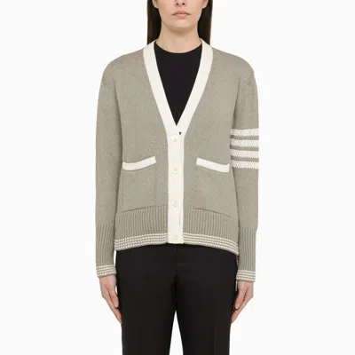 Shop Thom Browne | Light Grey Cotton Cardigan