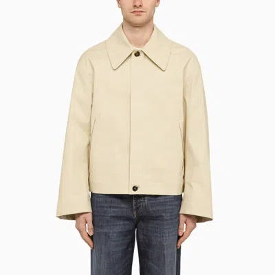 Shop Bottega Veneta Lightweight Ecru Canvas Jacket In Beige