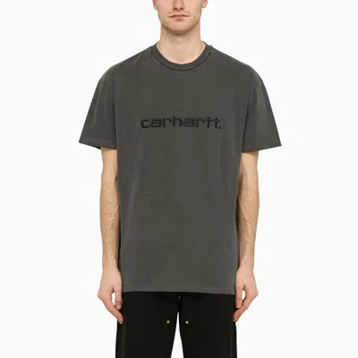 Shop Carhartt Black Cotton T-shirt With Logo