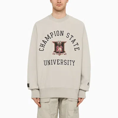 Shop Champion Light Grey Cotton Blend Crew-neck Sweatshirt