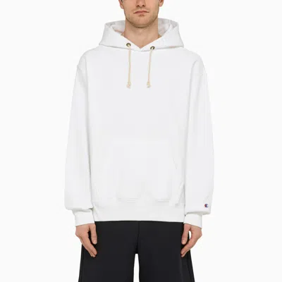 Champion Fleeced-cotton Solid Color Hoodie With Patchpocket In White