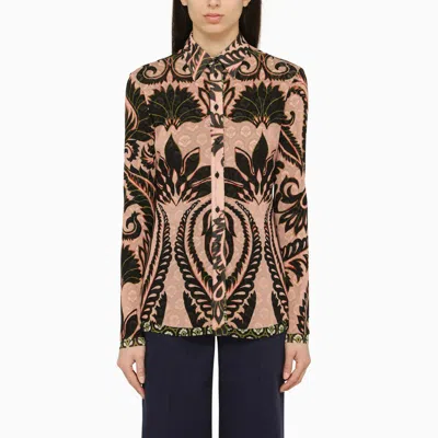 Shop Etro | Pink Shirt With Nylon Print In Multicolor