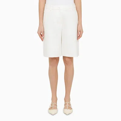 Shop Valentino White Cotton Bermuda Shorts