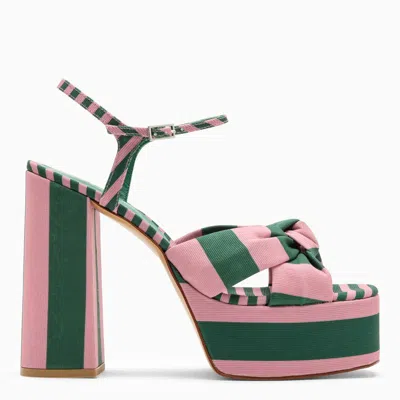 Shop Castaã±er Green/pink High Sandal With Platform In Multicolor
