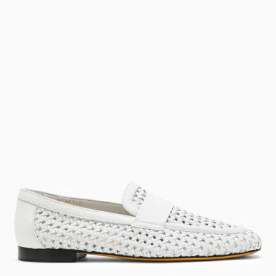 Shop Doucal's | White Woven Leather Moccasin