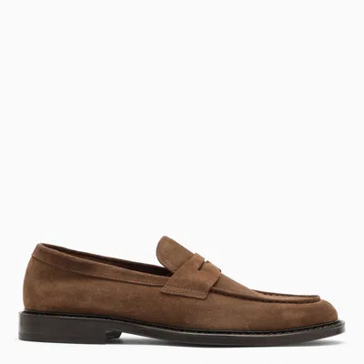 Shop Doucal's | Classic Suede Moccasin In Brown