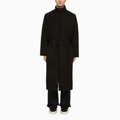 Shop Fear Of God | Black Wool Trench Coat With High Collar