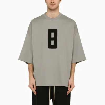 Shop Fear Of God T-shirt With Embroidery Milan 8 Paris Sky In Grey
