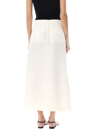 Shop Fabiana Filippi Fluid Viscose And Linen Skirt In White