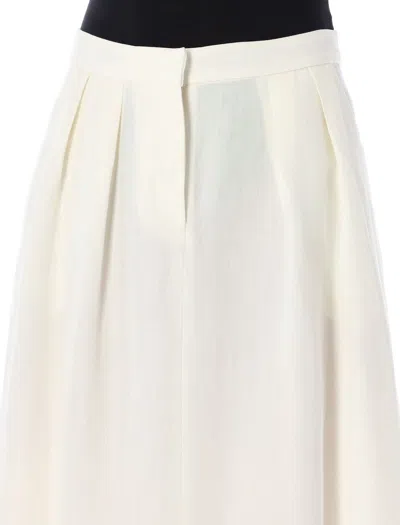 Shop Fabiana Filippi Fluid Viscose And Linen Skirt In White