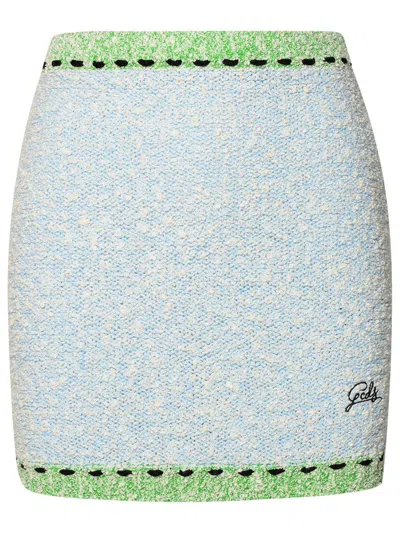 Shop Gcds Light Blue Cotton Blend Miniskirt