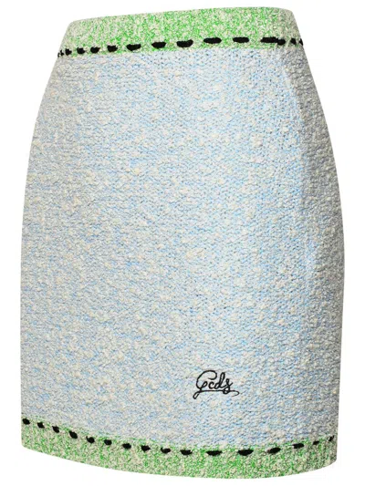 Shop Gcds Light Blue Cotton Blend Miniskirt