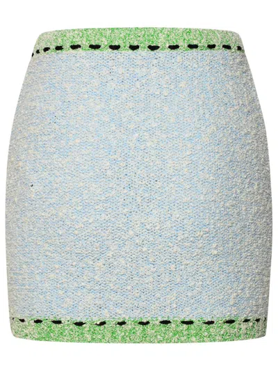 Shop Gcds Light Blue Cotton Blend Miniskirt