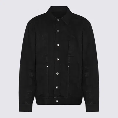 Shop Rick Owens Black Cotton Denim Jacket
