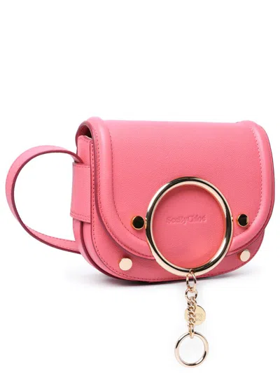Shop See By Chloé Small 'mara' Pink Cowhide Crossbody Bag In Fucsia