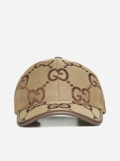 Shop Gucci Gg Cotton-blend Baseball Cap In Camel,ebony