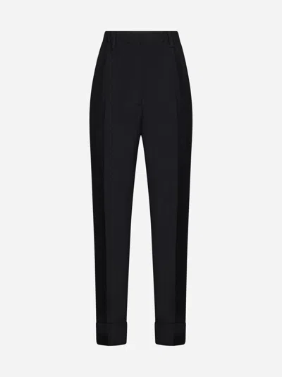 Shop Prada Wool And Mohair Trousers In Black
