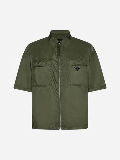 Shop Prada Re-nylon Shirt In Military