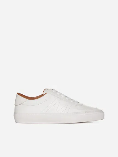 Shop Moncler Monclub Leather Low-top Sneakers In White
