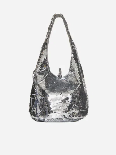 Shop Jw Anderson Sequin-embellished Mini Shopper Bag In Silver