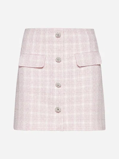 Shop Self-portrait Boucle' Miniskirt In Pink