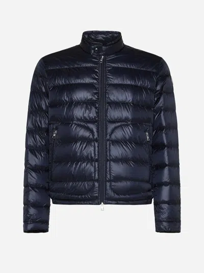 Shop Moncler Acorus Quilted Nylon Down Jacket In Blue