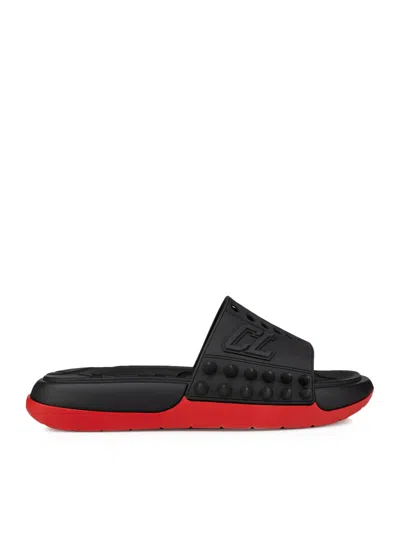 Shop Christian Louboutin Take It Easy Flat Rubber In Black