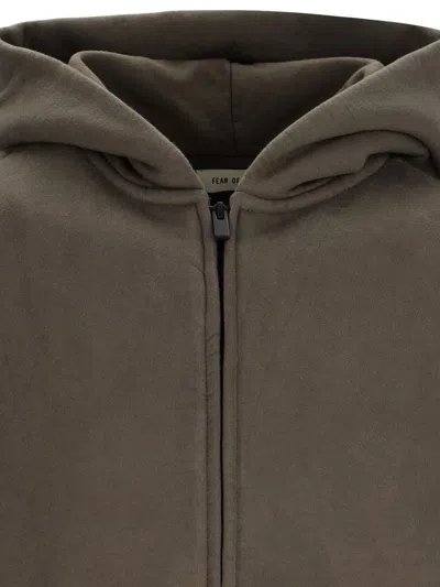 Fear Of God Brown Full Zip Hoodie In Green