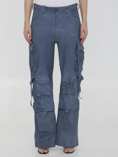 Shop Salvatore Santoro Leather Cargo Pants In Blue
