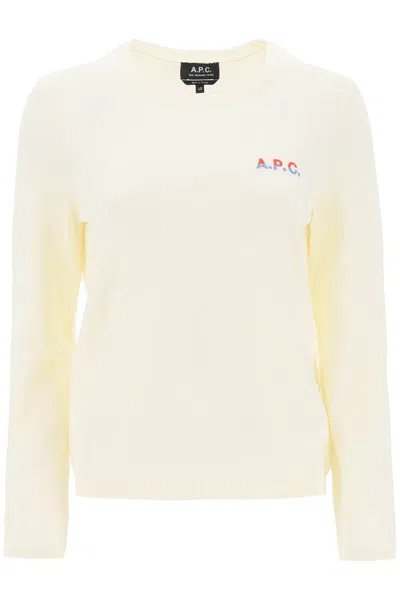 Shop Apc 'albane' Crew-neck Cotton Sweater In White
