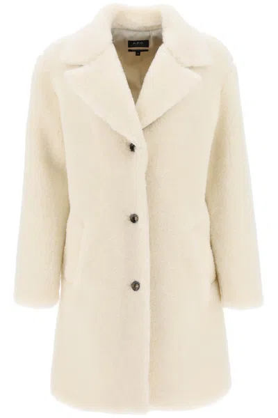 Shop Apc 'nicolette' Teddy Coat In White