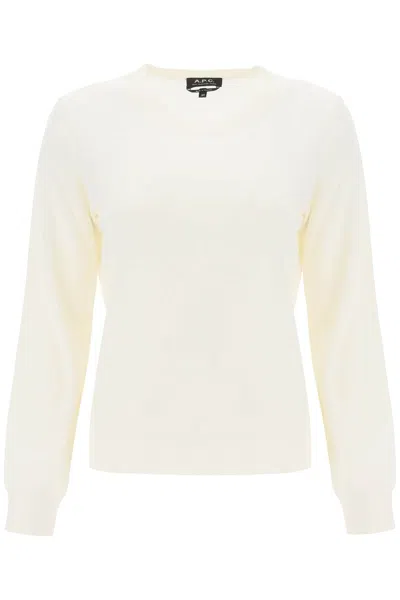 Shop Apc Virginie Crew-neck Sweater In White