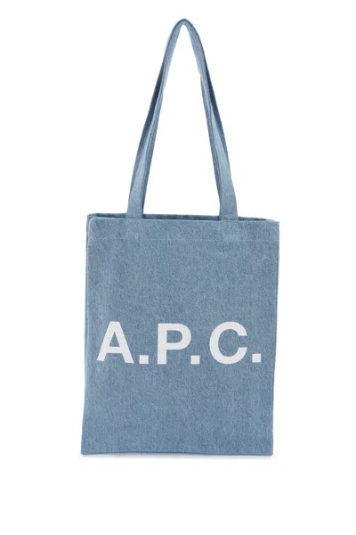 Shop Apc Denim Lou Tote Bag With In Blue