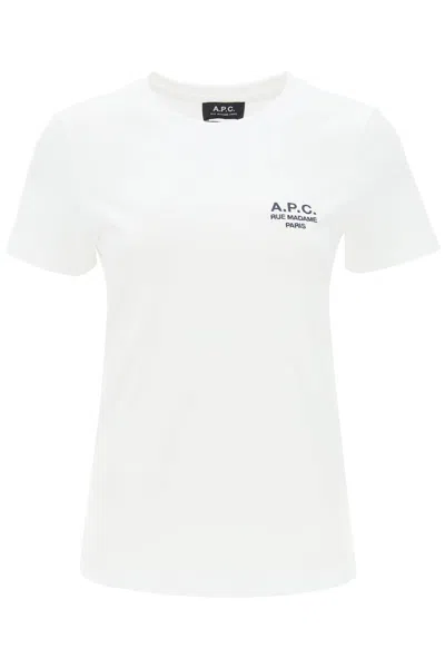 Shop Apc Denise T-shirt With Logo Embroidery In White