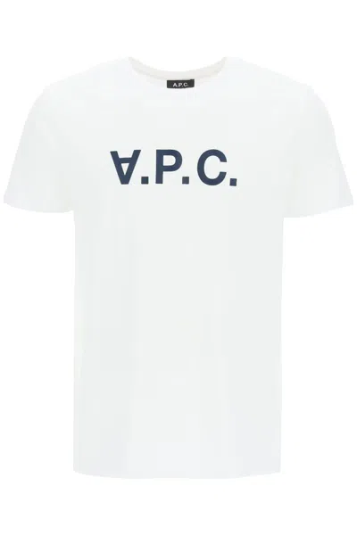 Shop Apc Flocked V.p.c. Logo T-shirt In White