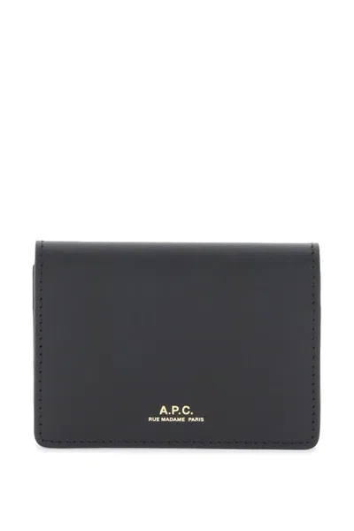 Shop Apc Leather Stefan Card Holder In Black
