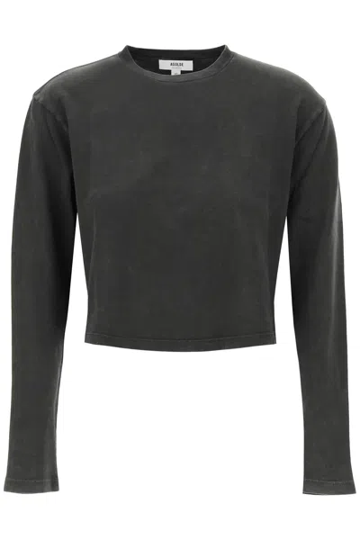Shop Agolde Cropped Long-sleeved Mason T In Grey