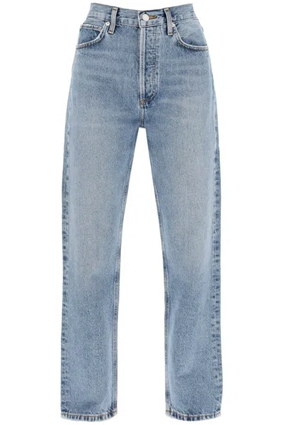 Shop Agolde Straight Leg Jeans From The 90s With High Waist In Blue