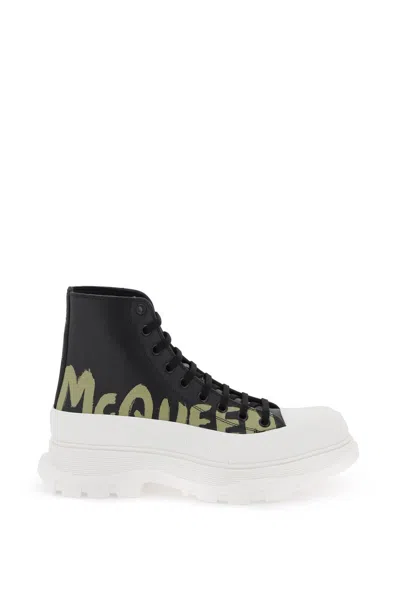 Shop Alexander Mcqueen 'tread Slick Graffiti' Ankle Boots In Mixed Colours